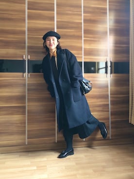 「通勤穿搭」｜「アイテム（ダッフルコート）」を使った、尼可Nikooさん（レディース・160cm）の冬コーディネート