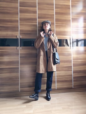 「通勤穿搭」｜「アイテム（トレンチコート）」を使った、尼可Nikooさん（レディース・160cm）の春コーディネート