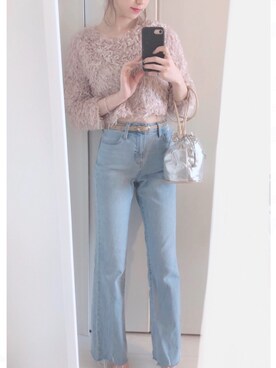 「ZARA（ザラ）のアイテム（トップス、ピンク系）」を使った、Kananさん（レディース・154cm）の秋コーディネート