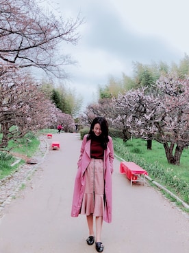 「ANAP（アナップ）のアイテム（ピーコート）」を使った、HanHan さん（レディース・164cm）の春コーディネート