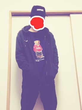 「ポロベアー」｜「アイテム（パーカー）」を使った、shoさん（メンズ・175cm）の冬コーディネート