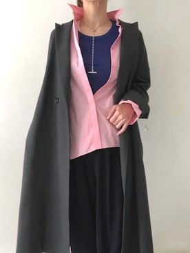 ENFOLDウールロングコート38 ピンクグレー /チェスター/ エンフォルド ENFOLDウールロングコート38 ピンクグレー /チェスター