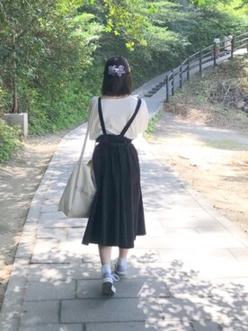 「reca（レカ）のアイテム（Tシャツ/カットソー、ホワイト系）」を使った、Napoléonさん（レディース・157cm）の春コーディネート