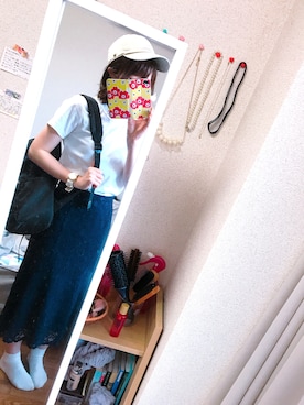 「niko and...（ニコアンド）のNEWHATTAN スタッズキャップ【niko and ...】（キャップ、ベージュ系）」を使った、Napoléonさん（レディース・157cm）の春コーディネート