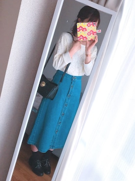 「GLOBAL WORK（グローバルワーク）の【吸水速乾】ソウレースカットプルオーバー8分袖/777482（Tシャツ/カットソー、ホワイト系）」を使った、Napoléonさん（レディース・157cm）の春コーディネート