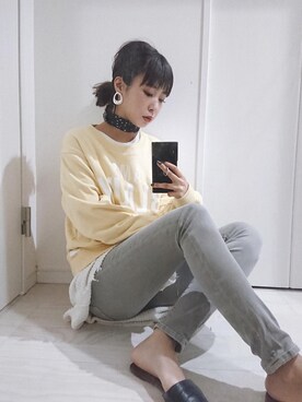 「SCOTCH & SODA（スコッチ アンド ソーダ）のアイテム（スウェット）」を使った、kina igarashiさん（レディース・162cm）の春コーディネート