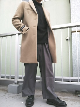「SENSE OF PLACE by URBAN RESEAR」｜「アイテム（チェスターコート）」を使った、norinoriさん（メンズ・165cm）の秋コーディネート