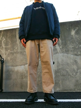 「着まわしコーデ」｜「アイテム（MA-1）」を使った、norinoriさん（メンズ・165cm）の冬コーディネート
