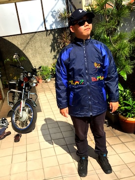 「FILA（フィラ）のアイテム（ダウンジャケット/コート）」を使った、Kevin Chaoさん（メンズ・178cm）の春コーディネート