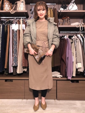 「fifth（フィフス）の中綿ショートダウンコート（ダウンジャケット/コート）」を使った、ふじこさん（レディース・168cm）の冬コーディネート