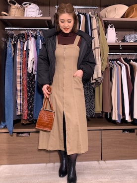 「fifth（フィフス）の中綿ショートダウンコート（ダウンジャケット/コート）」を使った、ふじこさん（レディース・168cm）の冬コーディネート