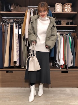 「fifth（フィフス）の中綿ショートダウンコート（ダウンジャケット/コート）」を使った、ふじこさん（レディース・168cm）の冬コーディネート