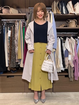 「アイテム（セットアップ）」を使った、ふじこさん（レディース・168cm）の春コーディネート