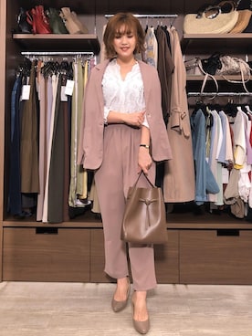 「アイテム（セットアップ）」を使った、ふじこさん（レディース・168cm）の春コーディネート