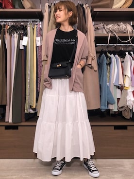 「アイテム（セットアップ）」を使った、ふじこさん（レディース・168cm）の春コーディネート