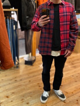 「ネルシャツ」｜「アイテム（財布/小物）」を使った、USboarder matsushitaさん（メンズ・172cm）の春コーディネート