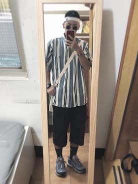 「5（ファイブ）のアイテム（チノパンツ）」を使った、Eddie Linさん（メンズ・170cm）の秋コーディネート