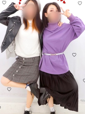 「パープル×黒」｜「アイテム（ドレスシューズ）」を使った、SARINAさん（レディース・148cm）の秋コーディネート