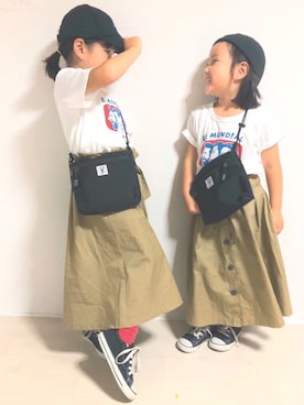 「サッカー」｜「アイテム（ハンチング/ベレー帽）」を使った、satochikaeさん（キッズ・110cm）の夏コーディネート