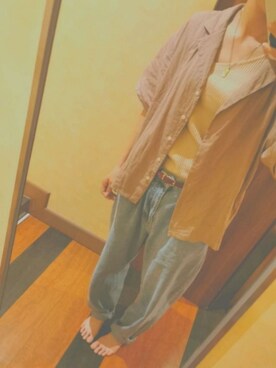 「ZARA（ザラ）のアイテム（パンツ、ブルー系）」を使った、にょんさん（レディース・153cm）の夏コーディネート