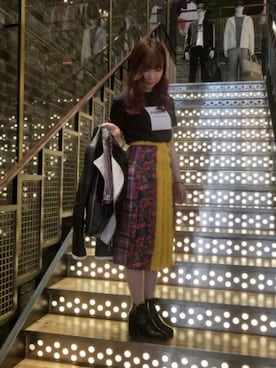 「キルトスカート」｜「アイテム（ジャケット/アウター）」を使った、mayukoさん（レディース・160cm）の春コーディネート