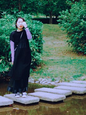 「tricot COMME des GARCONS（トリココムデギャルソン）のアイテム（ワンピース）」を使った、ナカさん（レディース・163cm）の夏コーディネート
