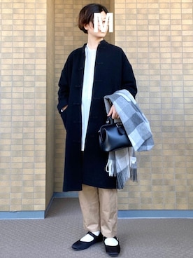 「無印良品」｜まりなさん（レディース・165cm）の冬コーディネート