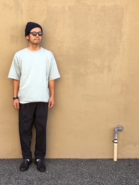 「CHAMULA（チャムラ）のアイテム（スリッポン）」を使った、ナカムさん（メンズ・167cm）の夏コーディネート