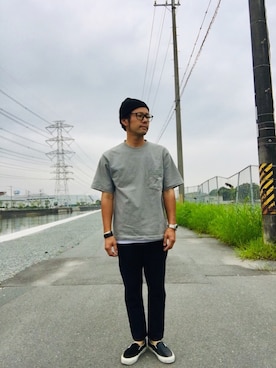 「YAECA（ヤエカ）のアイテム（スラックス）」を使った、ナカムさん（メンズ・167cm）の秋コーディネート