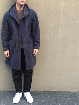 「COMOLI（コモリ）のアイテム（モッズコート）」を使った、ナカムさん（メンズ・167cm）の秋コーディネート