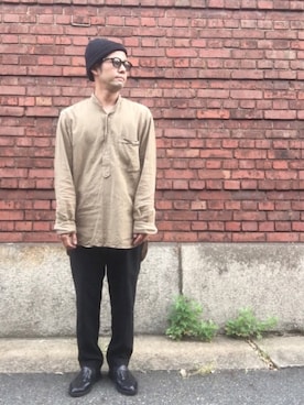 「CHAMULA（チャムラ）のアイテム（スリッポン）」を使った、ナカムさん（メンズ・167cm）の春コーディネート