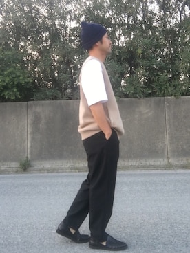 「CHAMULA（チャムラ）のアイテム（スリッポン）」を使った、ナカムさん（メンズ・167cm）の春コーディネート