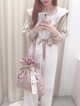 「キルティングバッグ」｜「アイテム（サロペット/オーバーオール）」を使った、saeさん（レディース・158cm）の春コーディネート