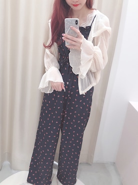「one after another NICE CLAUP（ワンアフターアナザーナイスクラップ）のアイテム（サロペット/オーバーオール）」を使った、saeさん（レディース・158cm）の春コーディネート