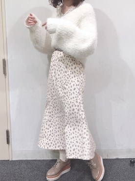 「ダルメシアン柄スカート」｜saeさん（レディース・159cm）の冬コーディネート