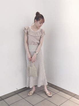 「ビーズバッグ」｜「アイテム（その他）」を使った、saeさん（レディース・159cm）の夏コーディネート