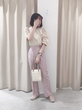 「袖ボリューム」｜「アイテム（バレエシューズ）」を使った、saeさん（レディース・159cm）の夏コーディネート