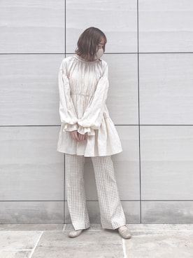 「one after another NICE CLAUP（ワンアフターアナザーナイスクラップ）のアイテム（バレエシューズ、ゴールド系）」を使った、saeさん（レディース・159cm）の秋コーディネート