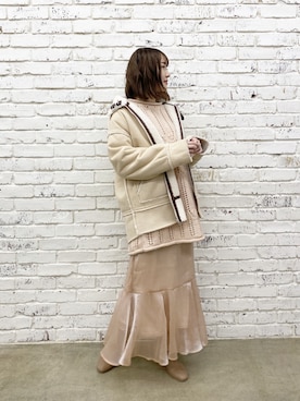 「秋のマイ旬スタイル」｜「アイテム（ムートンコート）」を使った、saeさん（レディース・159cm）の秋コーディネート