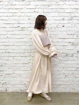 「one after another NICE CLAUP（ワンアフターアナザーナイスクラップ）のアイテム（バレエシューズ、ゴールド系）」を使った、saeさん（レディース・159cm）の秋コーディネート