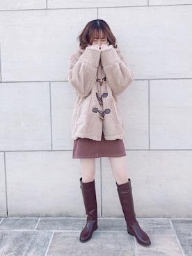 「one after another NICE CLAUP（ワンアフターアナザーナイスクラップ）のアイテム（ダッフルコート）」を使った、saeさん（レディース・159cm）の秋コーディネート