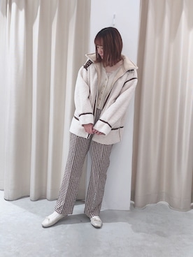 「one after another NICE CLAUP（ワンアフターアナザーナイスクラップ）のアイテム（ムートンコート）」を使った、saeさん（レディース・159cm）の秋コーディネート