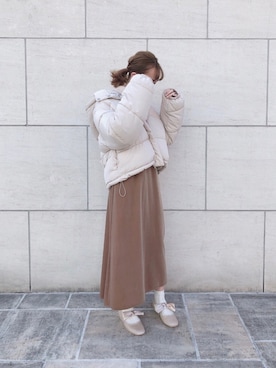 「one after another NICE CLAUP（ワンアフターアナザーナイスクラップ）のアイテム（バレエシューズ、ゴールド系）」を使った、saeさん（レディース・159cm）の秋コーディネート