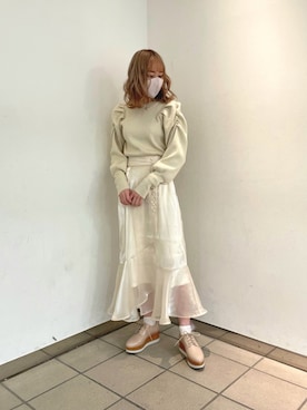 「袖ボリューム」｜「アイテム（その他シューズ）」を使った、saeさん（レディース・159cm）の冬コーディネート