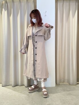 「サンダルに靴下」｜「アイテム（トレンチコート）」を使った、saeさん（レディース・159cm）の冬コーディネート