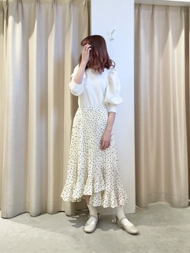 「one after another NICE CLAUP（ワンアフターアナザーナイスクラップ）のアイテム（バレエシューズ、ゴールド系）」を使った、saeさん（レディース・159cm）の春コーディネート