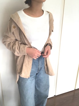 「UNIQLO（ユニクロ）のハイライズワイドストレートジーンズ（デニムパンツ）」を使った、▲▼kana▲▼さん（レディース・167cm）の冬コーディネート