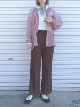 「オーガンジー」｜「アイテム（財布/小物）」を使った、RURIさん（レディース・169cm）の秋コーディネート
