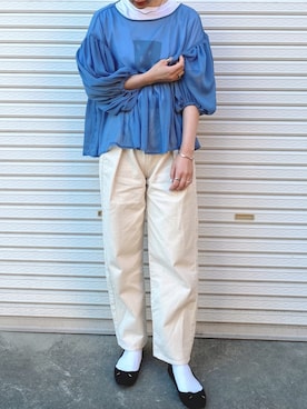 「GU（ジーユー）のアイテム（バレエシューズ、ブラック系）」を使った、RURIさん（レディース・169cm）の春コーディネート