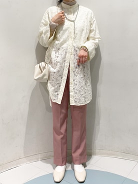 「LOWRYS FARM（ローリーズファーム）のボールチェーンデザインネックレス　936803（ネックレス、シルバー系）」を使った、RURIさん（レディース・169cm）の春コーディネート